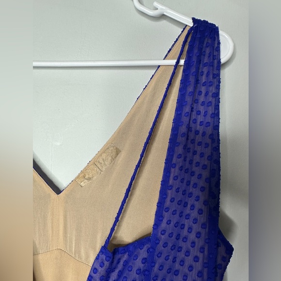 HD in Paris Anthropologie Flared Clipdot Royal Blue Textured Dress 14 Plus size - Picture 9 of 11